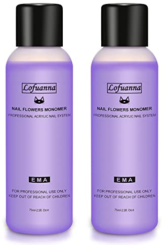 Lofuanna Acrylic Liquid Monomer for Acrylic Powder,2Pcs 75ml/2.5OZ Professional Acrylic Nail Liquid for Acrylic Nails,MMA Free Nail Monomer Salon Quality for Nail Extension Nail Art System