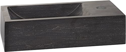 Ben Venetia Waschbecken 40x22 cm - Hartstein grau Hahnloch Rechts - Waschbecken für Unterschrank, Waschtisch für Gäste WC