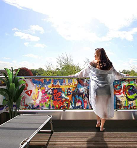 MyMaxxi Balkonbanner Sichtschutz - Bunte kreative Graffiti Wand - Abdeckung für Terrasse Balkon - Windschutz Sonnenschutz Blickdicht - Balkonverkleidung wetterfest -