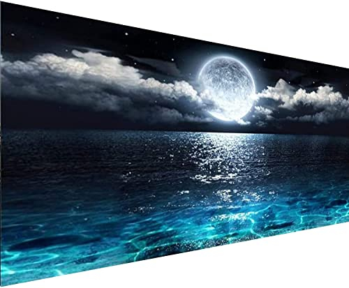 YALKIN 5D Diamond Painting Großes XXL 40x80cm Diamant Painting Bilder Meer und Mond Diamond Art Erwachsene Full DIY Diamant Kunst Malerei Stickerei Set Kreuzstich Bilder Home Wand Dekor
