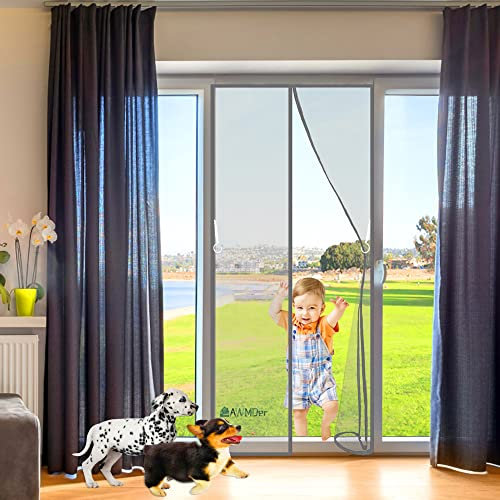 Mosquitera Magnética Cifrado 190 x 190 cm Magnético Anti-Mosquitos Cortina De Puerta Puerta De Pantalla Magnética Verano Hogar Anti-Mosca Mudo Pantalla Gris