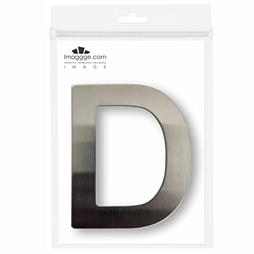 Numéro de maison ou appartement - Inox brossé - Autocollant - 7,6 cm de hauteur - Lettre D