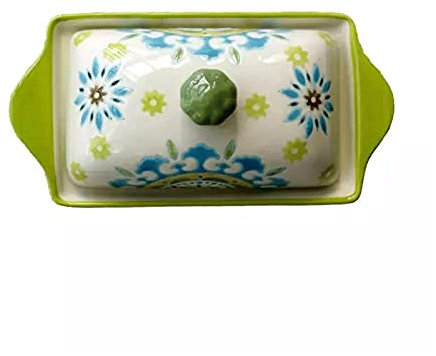 Beurrier avec couvercle Plat de beurre floral vintage, plateau en céramique peint à la main Porte-beurre de cuisine, gardien de beurre de porcelaine de 5 pouces avec couvercle Beurrier pour comptoir o