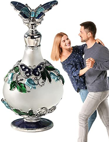 HAMAGI Parfümflasche aus Glas, Schmetterlings-Blumen-Parfü -Leere Flaschen, Parfümflasche Emaille dekorative ausgefallene Duftflasche