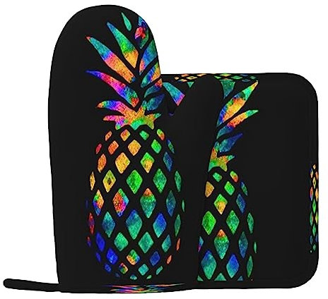 colorato ananas Guanti Da Forno E Pentola Supporti Resistente Al Calore 2 pz Set BBQ Guanti E Pastiglie Per Cottura Cottura Grigliare