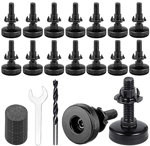 gxwcyi 16 Stück Möbelfüße Verstellbar Füße Set,55mm Höhenverstellbare Füße Stellfüße Nivellierfüße Schwarz, mit 12mm Metallbohrern/Schlüssel, für Tisch, Bettbeine, Zuhause Sofa