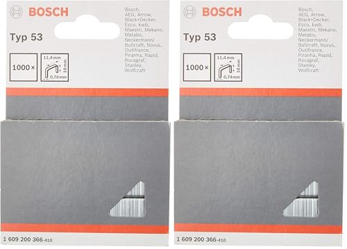 Bosch Professional Feindrahtklammer Typ 53 (für Textilien, Pappe, flache Holzleisten, Drahtgeflecht, Zubehör für Tacker) (Packung mit 2)