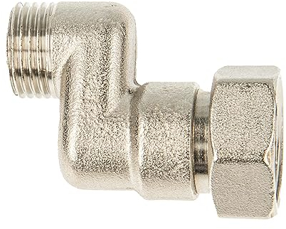 tecuro S-Anschluss Heizkörper 20 mm Höhenausgleich mit Eurokonus, DN 15 (1/2“) AG x DN 20 (3/4“) Überwurfmutter Messing vernickelt, AGS-20