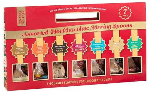 Assorted Hot Chocolate Flavour Stirrers 7pk Xmas EVE Drink Stirring Spoons Gift
