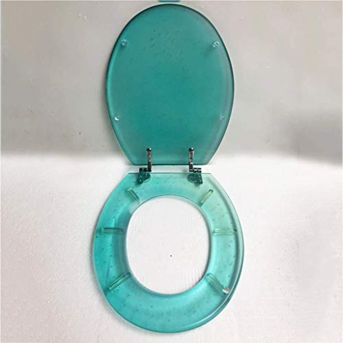 Transparenter runder Toilettensitz in Standardgröße, Toilettendeckel mit Absenkautomatik, stabilem Scharnier, bunter Toilettensitz aus Kunstharz (SoftClose)