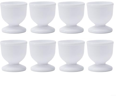 ZYNCUE Lot de 4/8 coquetiers blancs en plastique blanc pour petit déjeuner, faciles à utiliser, blanc (8 pièces)