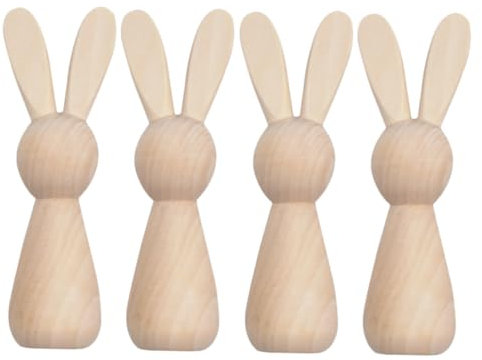 TOPPERFUN 4stücke Unvollendeter Holzhasenpuppe Diy Steckpuppe Aus Holz Für Heimwerker Bastelbedarf Leere Holzpuppen Zum Malen Und Dekorieren