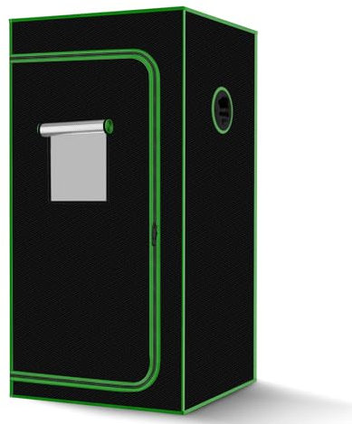 Growzelt 100 x 100 x 200 cm, Indoor Grow Tent Schwarz Reflektierende 600D Mylar Zuchtzelte Hydrokultur,abnehmbaren Boden Tablett, Grow Zelt für Pflanzen wachsen Raum