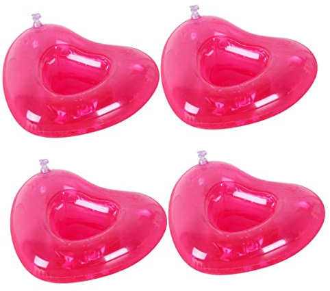 TOYANDONA 4pcs Pvc Inflatable Heart Shape Cup Float Mats Beer Trays for Pool Water Party Swim Beer Holder