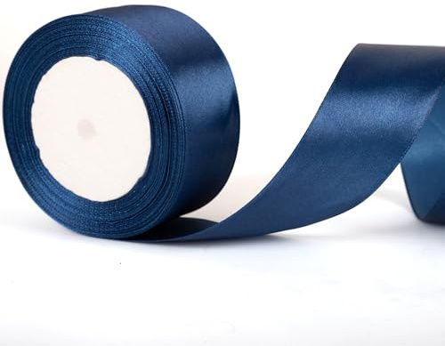 Nastro blu navy largo 50 mm, nastro blu navy spesso 2 pollici per confezioni regalo, accessori per capelli, bouquet, decorazioni per auto nuziali, nastri per confezioni regalo per torte.