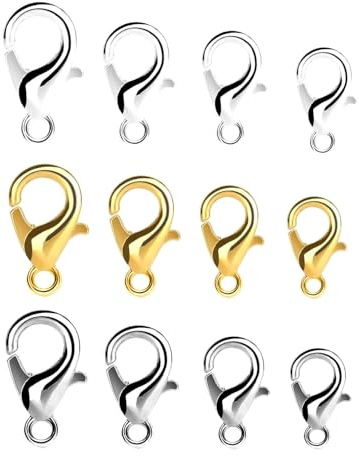 Karbinlås litet set 300 stycken silver guld 10 mm 12 mm 14 mm 16 mm armband lås smyckeslås kedjelås karbinhake