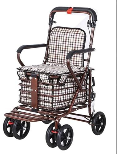 Multi-Function Shopping Cart With Pedals Can Sit Shopping Cart With Chair Fold Old Shopping Cart Buy Cart，collapsible Trolley(6 rounds)