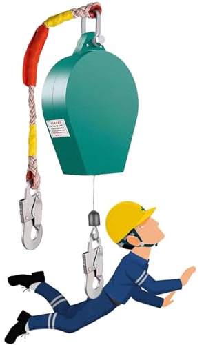 Double système de freinage anti-chute rétractable - Capacité de charge de 150 kg - Câble en acier - Dispositif de protection contre les chutes d'escalade