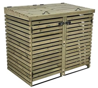 Arbor Garden Solutions BinHaven slatted wheelie bin storage, wooden outdoor cover (Double)