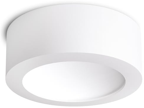 linovum TASI Deckenleuchte weiß rund Ø222mm 17W warmweiß große Lichtfläche | Große Deckenleuchte weiß - gewölbte Leuchtfläche, warmweiß, für Wohnzimmer & Küche, direkt an 230V, festverbaute LED