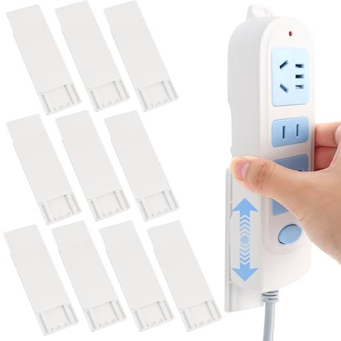 10 Pezzi Supporto Adesivo per Presa da Parete - Staffa Autoadesiva Universale per Ciabatta Elettrica, Router, Telecomando - Montaggio Senza Fori, Adesivo Forte e Impermeabile - Ideale per Cucina, Bagn