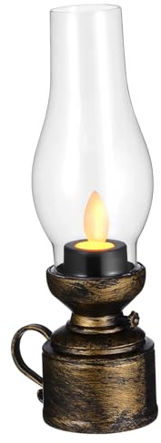 Ciieeo Retro LED Petroleumlampe aus PP mit 3 LR44 Batterien, Flammlos | Dekorative Öllampe für Zuhause und Buddha Halle, Stabile Ausführung, Stimmungsvolle Atmosphäre