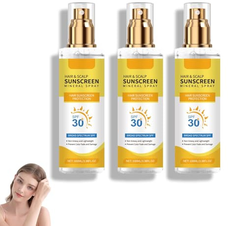 Sonnenschutz Kopfhaut, Sonnenschutz Spray Haare, Sonnencreme Kopfhaut, Kopfhautschutzspray LSF 30+, Hoher Schutz für Kopfhaut und Scheitel, Haar Kopfhaut Sonnenschutz Mineralspray (3)