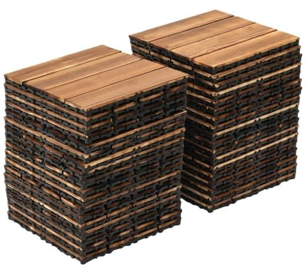 UBOHUZ Suelos De Madera Compuesta 36 baldosas de Madera for Exteriores de 36 pies Cuadrados (3,24 m²) con Bordes entrelazados, Impermeables for Patio. Cada baldosa Mide 30 cm x 30 cm.