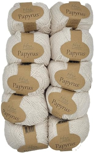 10x50 Gramm Ilkadim Export Papyrus Strickgarn Baumwolle Seide, Strickwolle einfarbig, 500g Baumwollgarn Seidengarn (weiss 229-01)