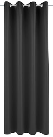 Sehlbach Tenda pronta per l'uso con occhielli, Dimout uni, Nero, 140 x 245 cm, A risparmio energetico in inverno, Termoresistente in estate, Opaca, Certificazione Oeko-Tex, Facile da montare
