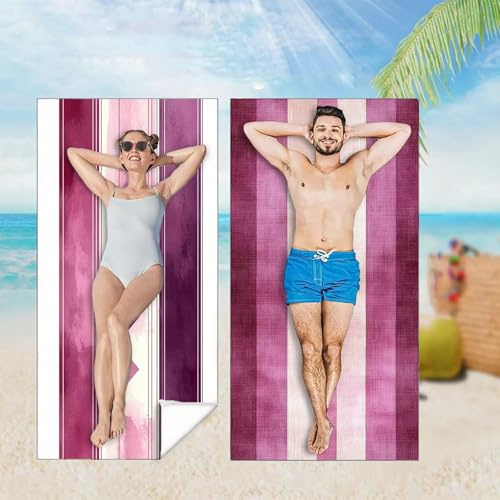 Telo Mare Microfibra Antisabbia, 2 Pezzi Telo Mare Grande 90x160 cm Asciugamano Palestra Viola Stuoia Spiaggia Antisabbia, Super Assorbente, Asciugatura Rapida, per la Spiaggia Regalo Banda M-7542