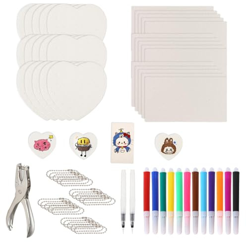 Magic Puffy Paint, 30 Stück Foam Texture Painting Paper, Schaum Textur Malset Kit mit 12 Farben Stifte + 2 Wasserstift + Locher + 20 Perlenketten, DIY Magic 3D Schaumstoff Textur-Malset für Kinder