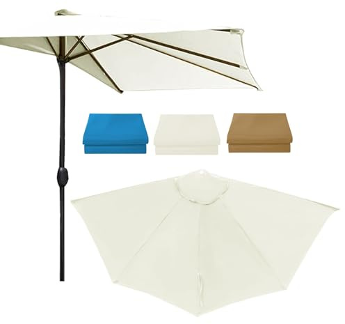 Telo Di Ricambio Per Ombrellone Mezzaluna 270cm 5 Braccia, Impermeabile Copertura Per Ombrellone In Tessuto Di Ricambio, Baldacchino Di Ricambio Ombrellone Giardino Patio Balcone Spiaggia(Beige)