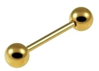 PIERCING Barbell med innerveck, äkta 585 gult guld, styrka: 1,2 mm, Längd: 8 mm, kula 3 mm, smycken köp i onlineshop, 46018-8