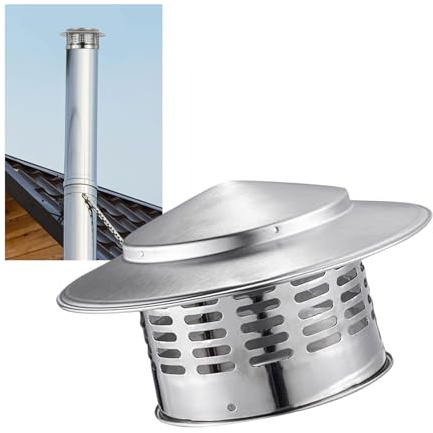 304 Stainless Steel Chimney Cowl Bird Guard Outdoor Fireplace Chimney Flue Caps Round Roof Rain Cap for Stove Pipe Vent All Weather Protection