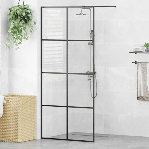 Box doccia in vetro trasparente per walk-in doccia con telaio in alluminio 90 x 195 cm e pannello doccia regolabile in vetro di sicurezza ESG 5 mm per il bagno