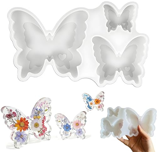 DIYCUT Moldes para Velas Mariposa, 3D Forma Mariposa Moldes Silicona | Moldes 3D Molde de Mariposa 3-en-1, para Colada Yeso, DIY Manualidades, Velas, Chocolate, Decoración Yeso