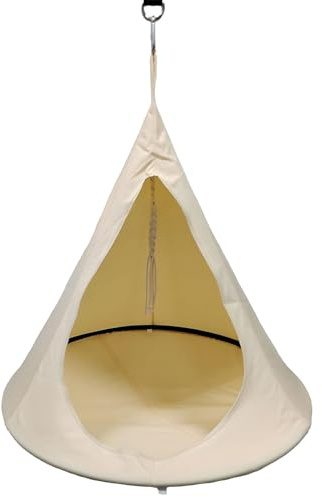 Tente hamac, Chaise Suspendue d'extérieur, balançoire de Jardin Portable et étanche, nid d'arbre à tipi avec Base de Coussin pour Patio, Cour, pour Patio intérieur, Jardin White