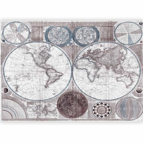 Fotomurales B&D XXL - 350x256 cm XXL Papel pintado tejido no tejido Decoración de Pared decorativos Murales moderna Diseno Fotográfico Mapamundi Mapa Mundi Continente k-B-0031-a-a