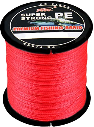 LSHEL Geflochtene Angelschnur 4 Fach Braided Fishing Line 300m, Rot, 0.8# 0.14mm/6.8kg/15lb