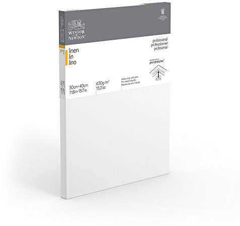 Winsor & Newton 6204001 professionell kilram av linne, 465 g/m², 3-vägs grundad, medelkornig, perfekt för oljefärger och akrylfärger – 100 x 100 cm