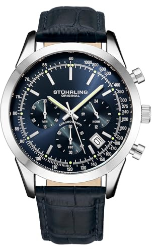 Stuhrling Original Rialto Men’s Chronograph Watch – Stainless Steel Classic Watch for Men, Water Resistant Men’s Watches, Luxury Analog Dress & Sport Watch for Men, Durable Men’s Wrist Watch