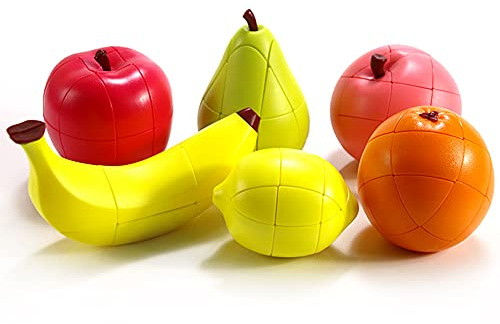 Yealvin Speed Cube Set, 3D Obst Set aus Pfirsich-Zitrone, Orange, Banane, Apfel und Birne, Zauberwürfel Bundle Kinder Lernspielzeug Puzzle Spielzeug Brain Teaser 6 Pack