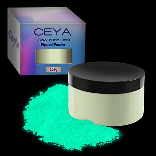 ceya 150 g, leuchtet im Dunkeln, leuchtendes Pulver, Harzfarbpigment, Fluoreszierendes Pigmentfarbmittel für Epoxidharz, Schleim, Acrylfarbe, Nagel, feine Kunst, Themenparty, Basteln, blau-grün | fluoreszierendes Pigmentfarbmittel für Epoxidharz, Schleim, Acrylfarbe, Nagel, feine Kunst, Themenparty, Basteln, blau-grün