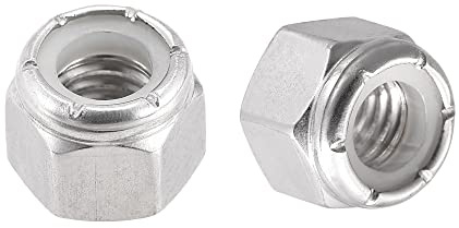 sourcing map 3/8-16 UNC Nylon Insert Hex Lock Nuts, 304 Stainless Steel, Plain Finish, 25pcs
