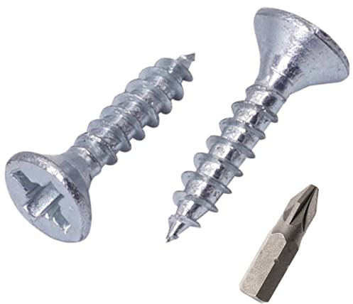 SKIR'CO Paquete de 500 tornillos de acero chapado en zinc de 3,5 x 15 mm, cabeza avellanada Pozidriv, tornillos de aglomerado, PZ totalmente roscado (500, 3,5 x 15 mm)