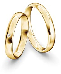 JC Trauringe Gelbgold 333 Paarpreis Eheringe Gold | Verlobungsringe Gold breit 3,5 mm I Partnerringe mit Gravur in edler Schatulle I 2 Hochzeitsringe Herrenring & Damenring mit Stein