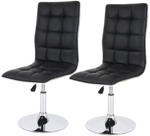 Mendler 2er-Set Esszimmerstuhl HWC-C41AM Kunstleder - schwarz | Stuhl, Küchenstuhl, höhenverstellbar drehbar