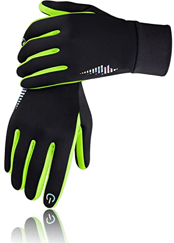 SIMARI Bambino Guanti termici invernali per bambini Touchscreen Antiscivolo Guanti 3-15 Anni SMRG106 (Verde M)