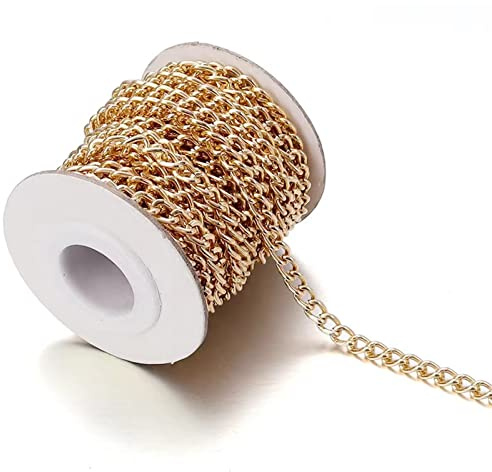 Jaydis Torderade aluminiumkedjor med grova led, pläterade i silver, 10,5 x 7,8 x 2 mm, med cylinder, för tillverkning av hänge, halsband, 5 m